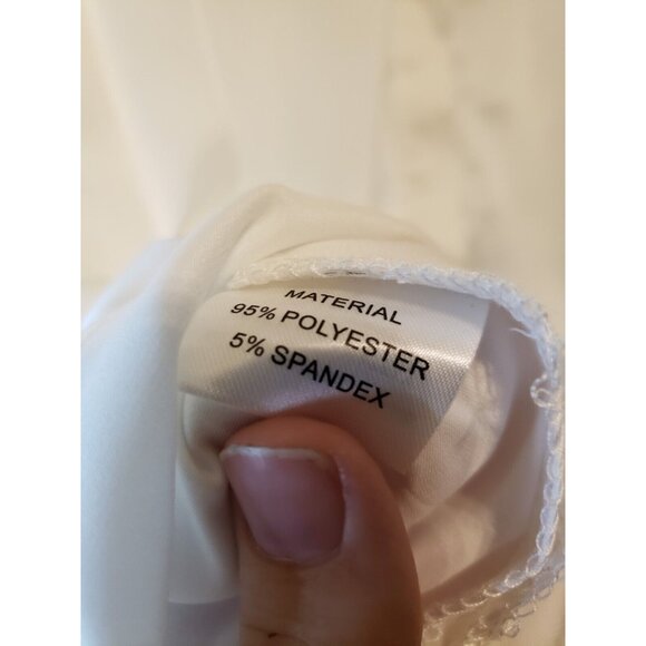 Escalier Womens Sz L Blouse Hidden Button Front Long Sleeve White Silky Top NWT - Picture 9 of 9